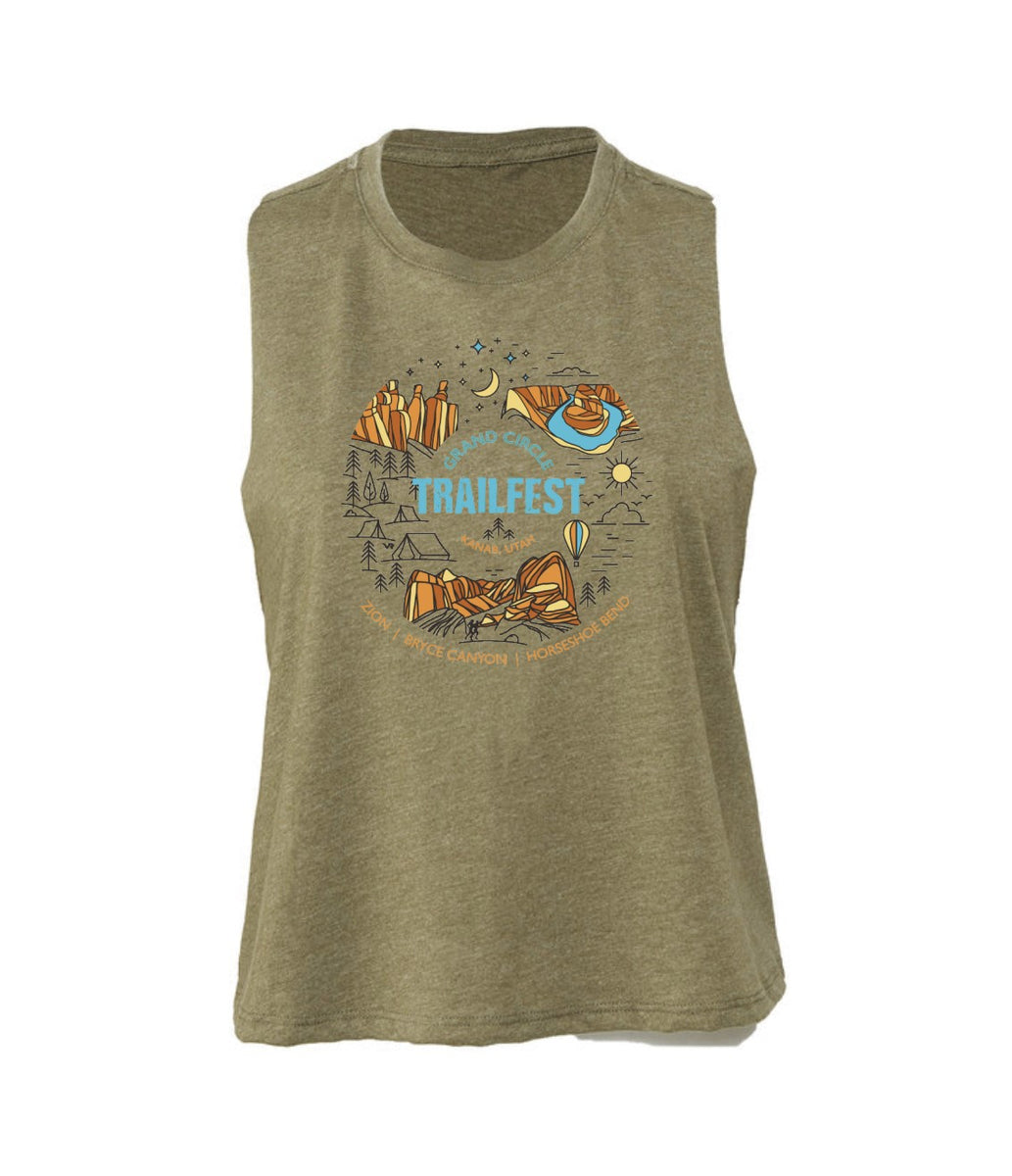 Grand Circle Trailfest Cropped Tank Circle Design Vacation Races