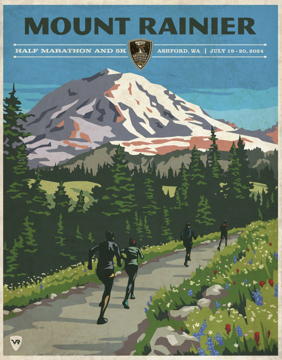 2024 Mount Rainier Half & 5K Race Poster Vacation Races Merchandise